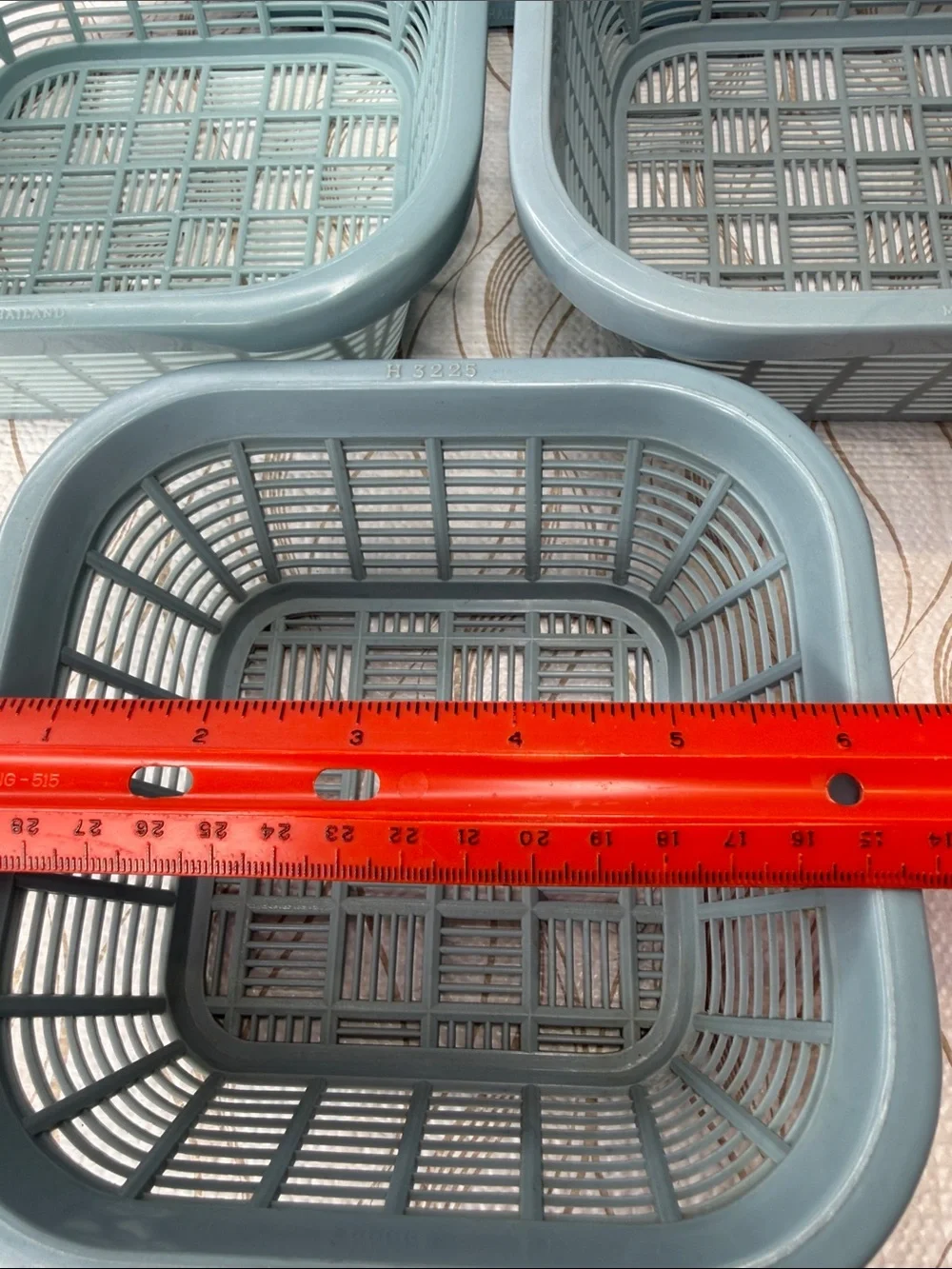 Vintage 4pc Made in Thailand Stackable Blue Plastic Footed Nesting Baskets